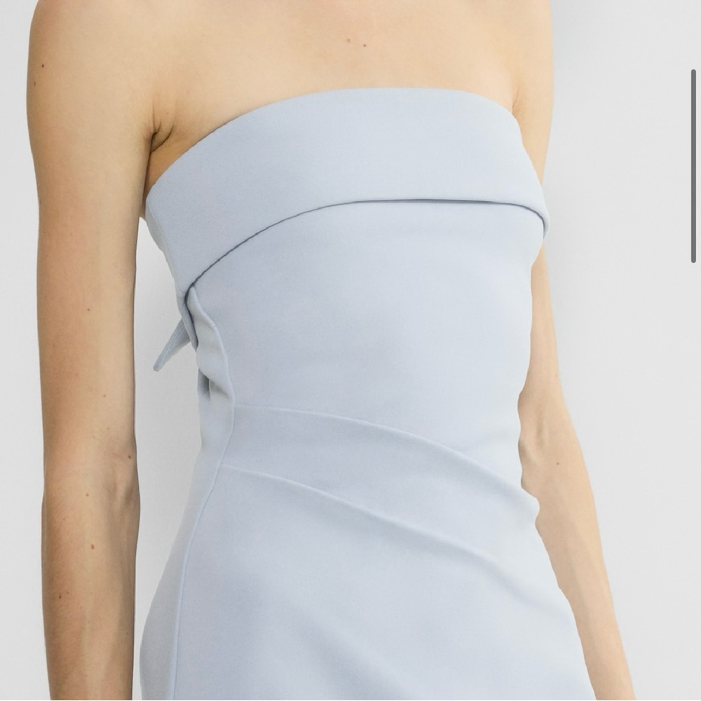 NWT Babaton FigureKnit Eyecatcher Strapless Midi Dress Dew Blue Aritzia L - Picture 3 of 6